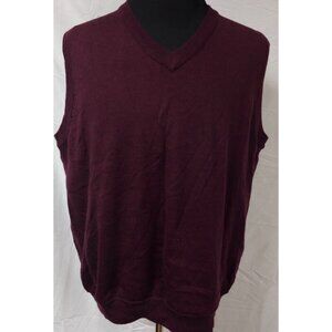 Travel Smith Mens XL Dark Purple Plum Soft Merino Wool Golf V-Neck Sweater Vest